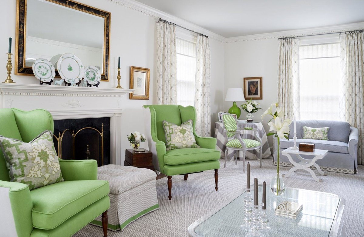 Спальня в серо зеленых тонах