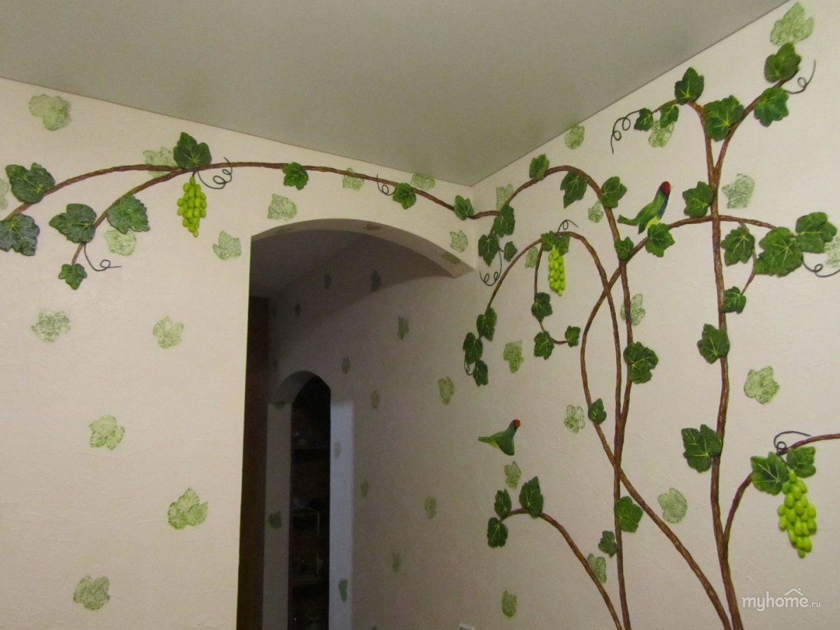 Декор кухни прутья на стенах