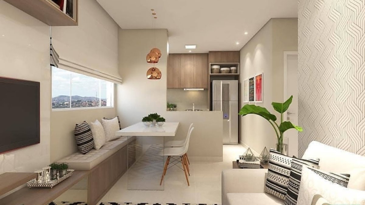 Узкая кухня-гостиная