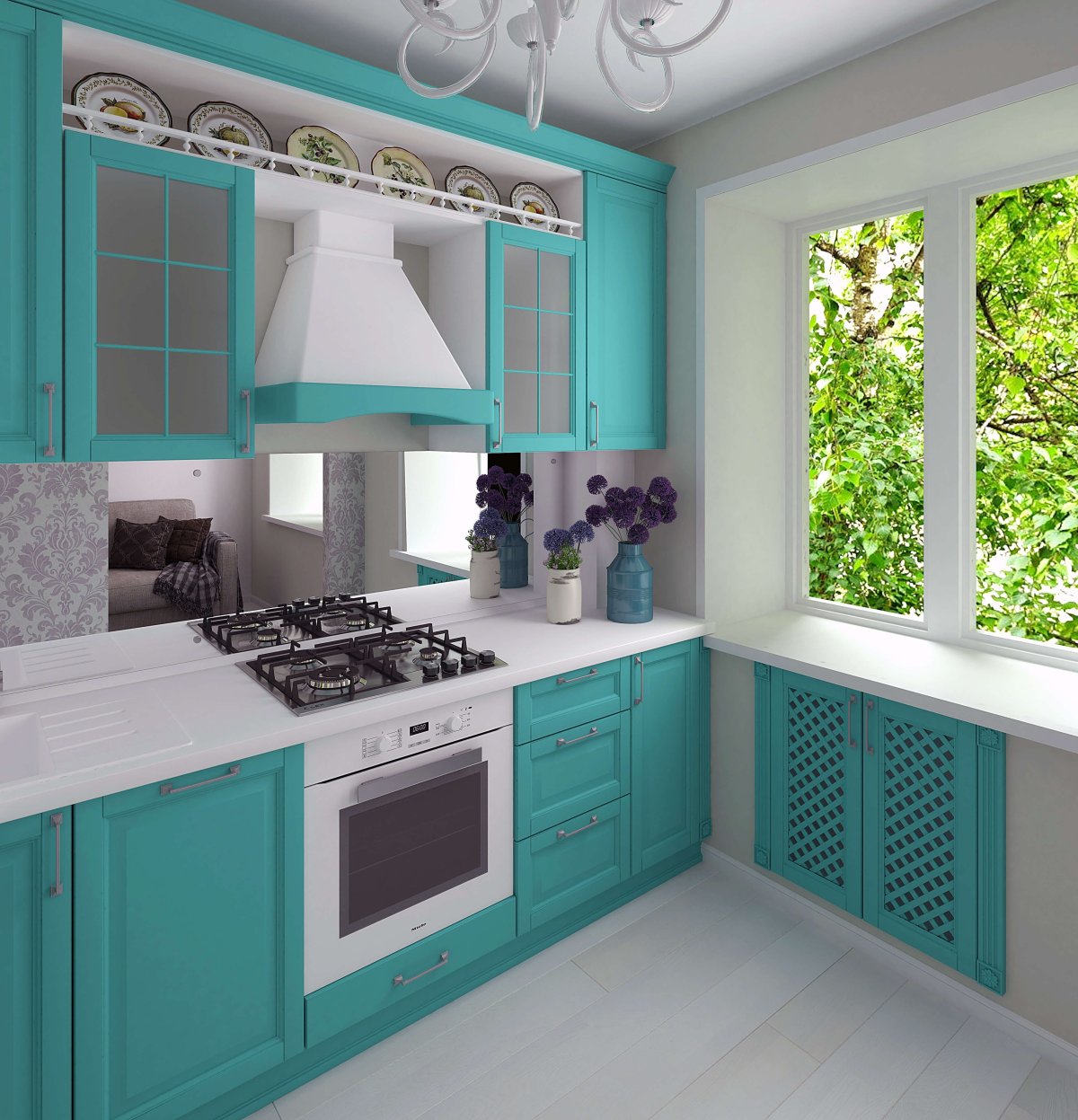 Кухня в бирюзовом цвете