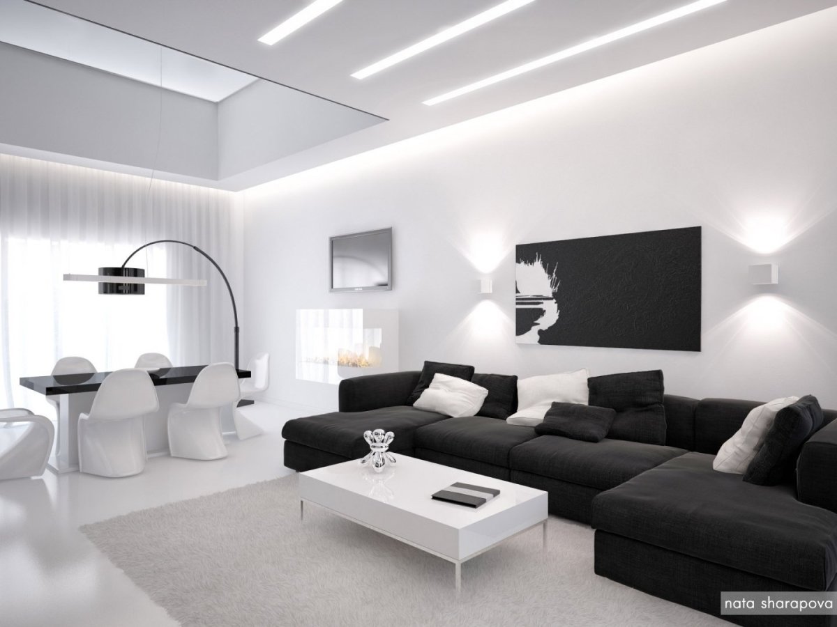 Гостиная в черно белом стиле