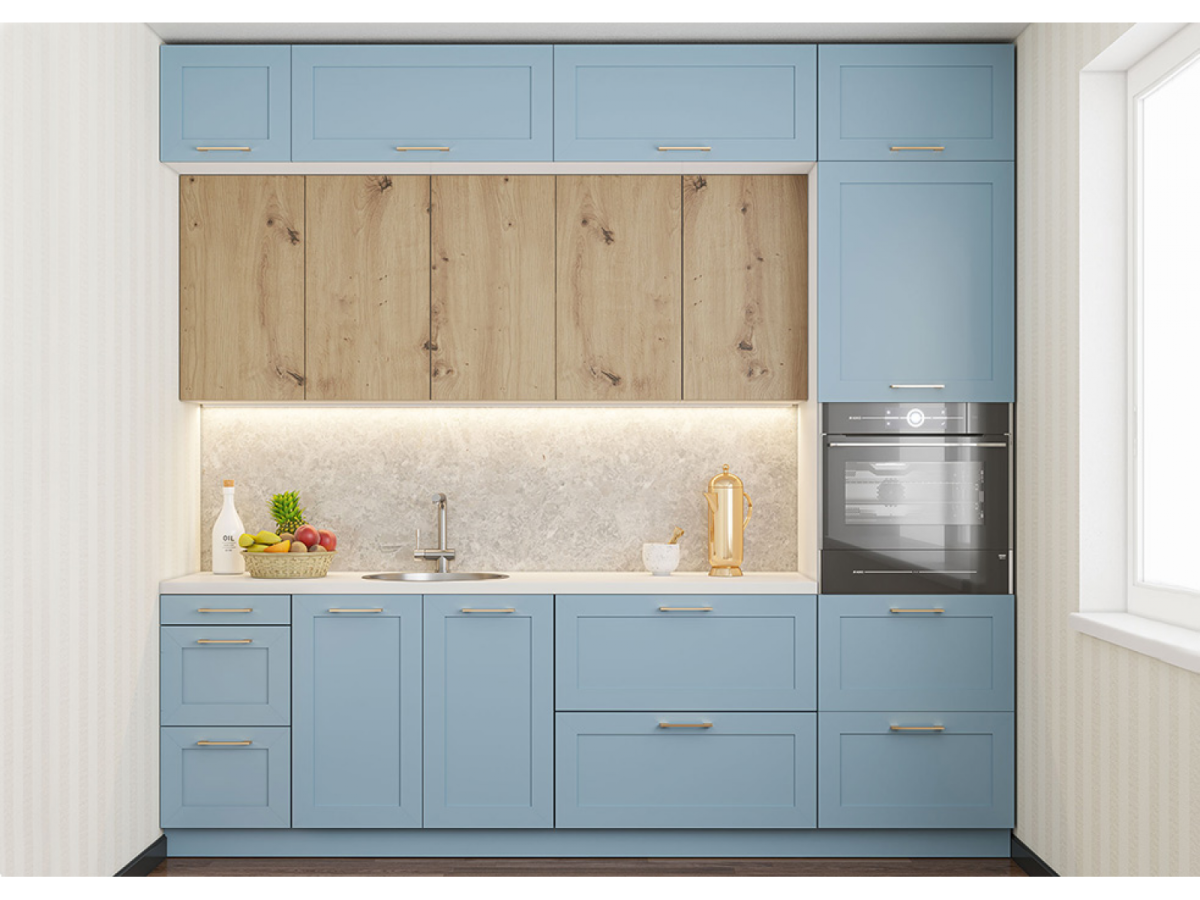 Кухня классика синий низ белый верх