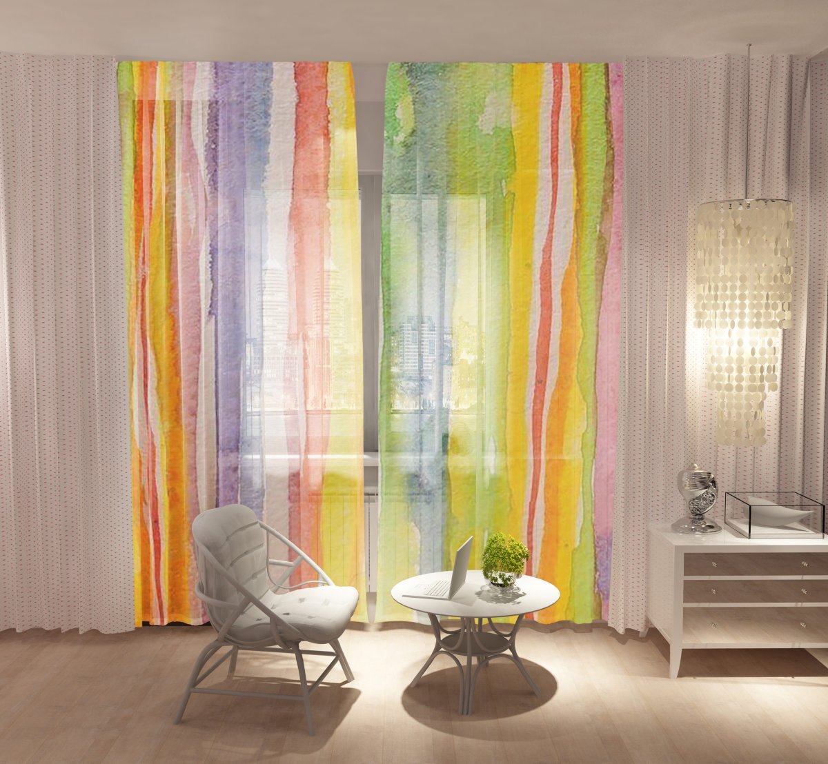 Яркие шторы в интерьере