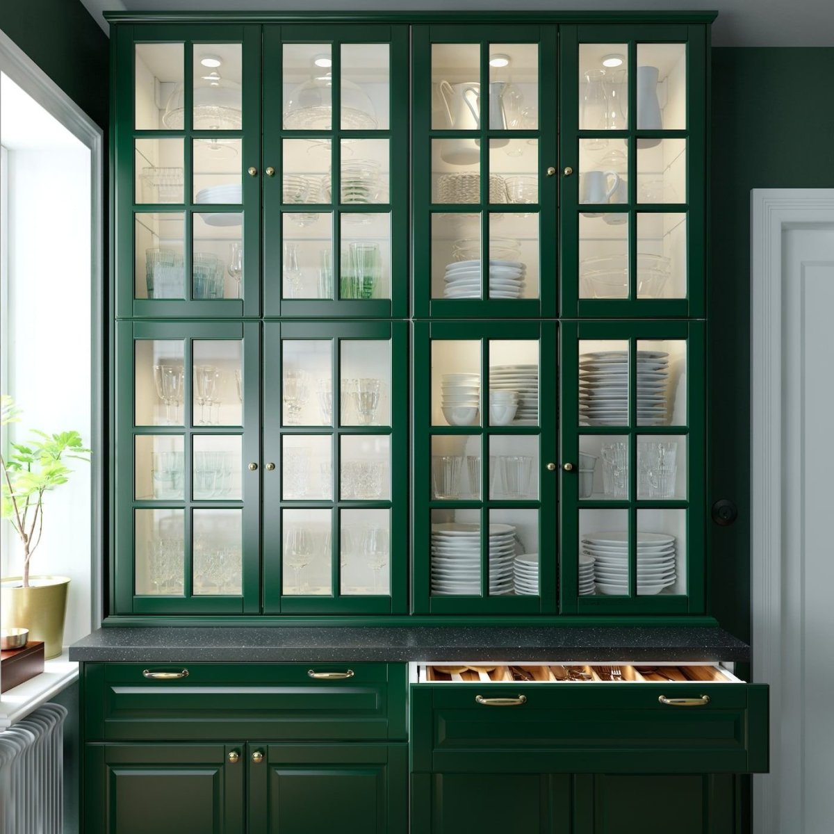 Изумрудная кухня икеа Будбин