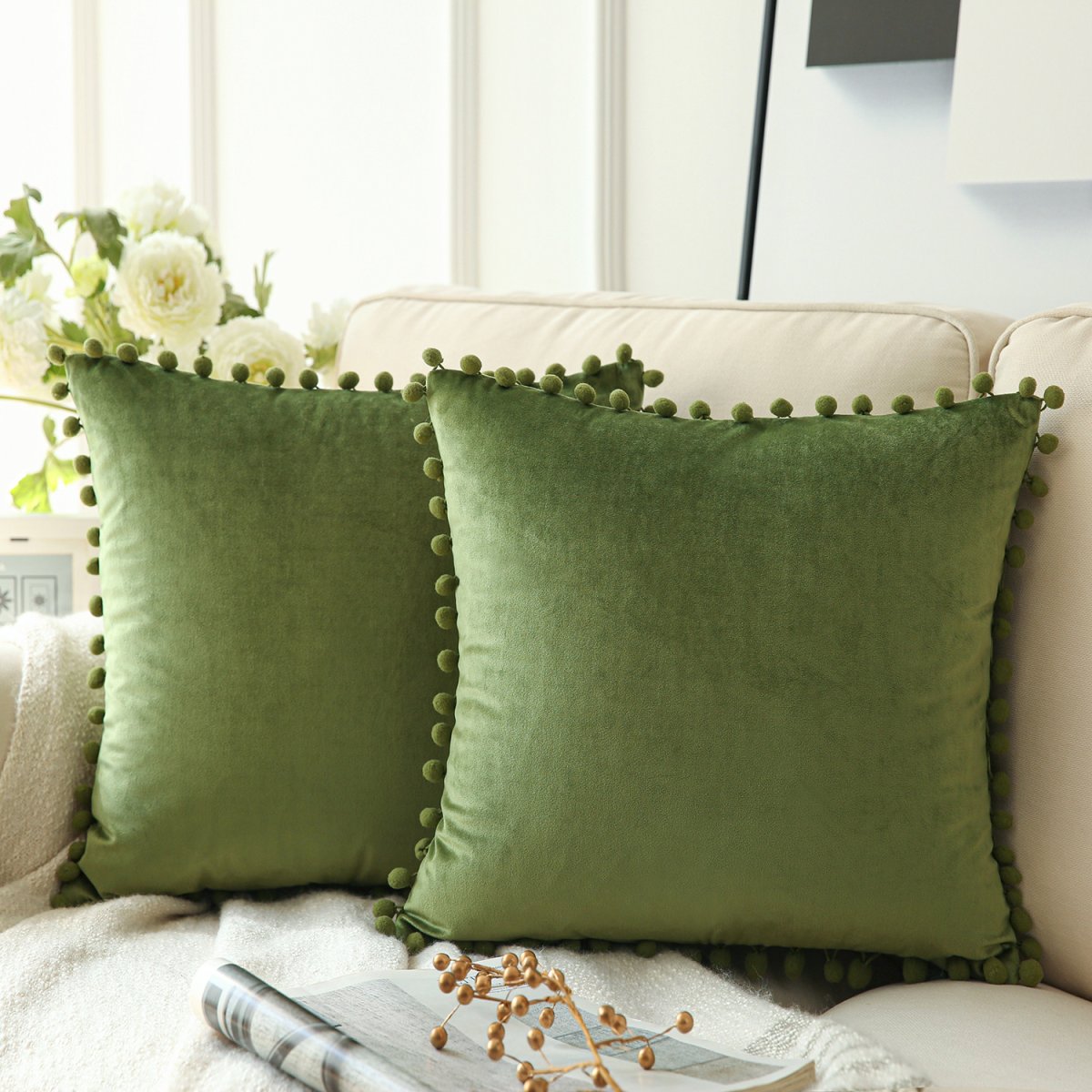 Подушки в гостиную зеленые