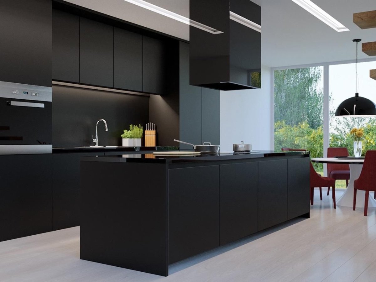 Серая матовая кухня