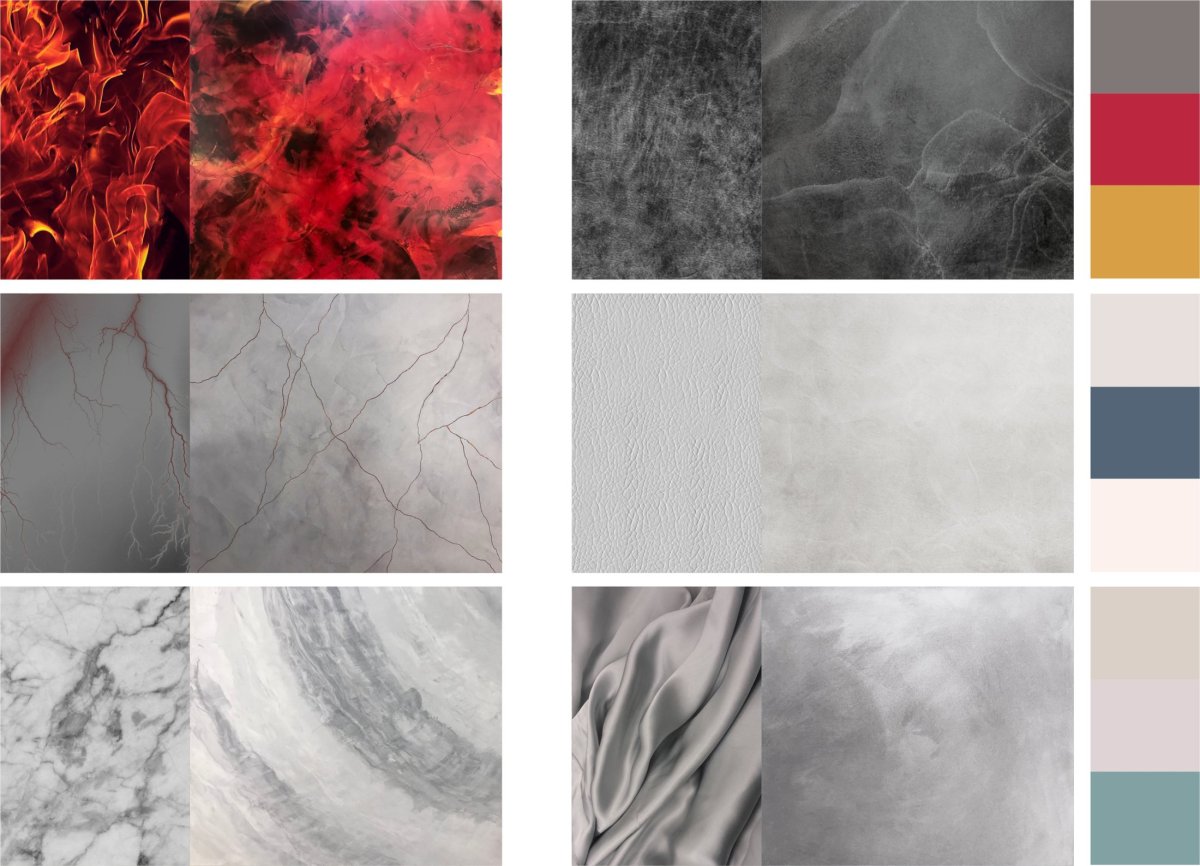 Мудборд красный серый