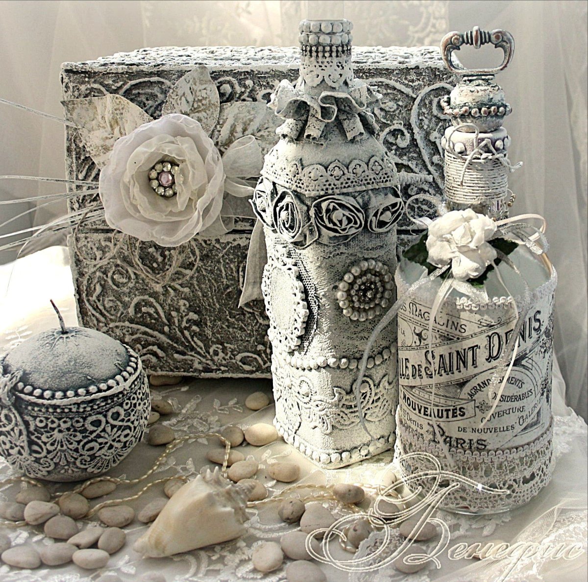 Декорирование вазы в винтажном стиле