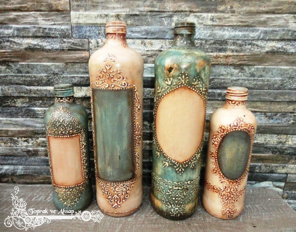 Декор бутылок под старину