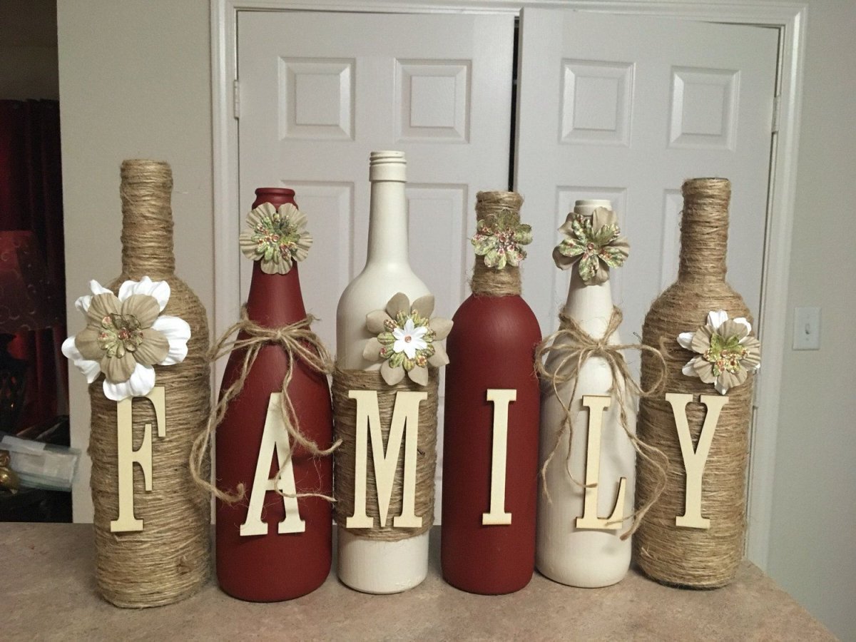 Бутылка из под вина декор