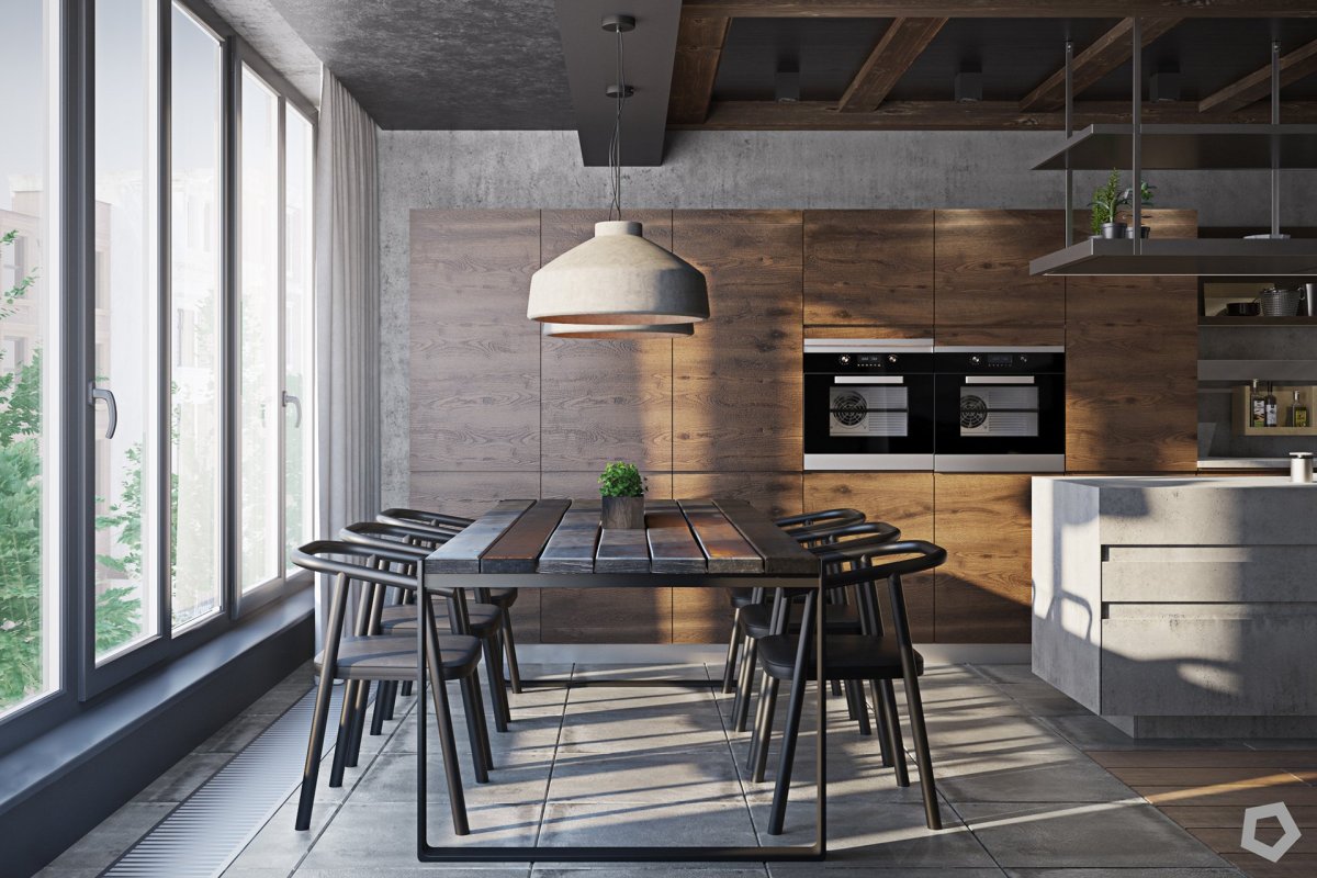 Кухня на металлическом каркасе