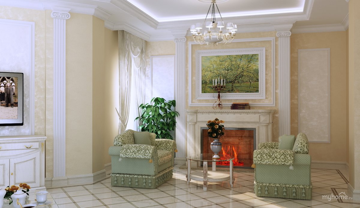 Гипсовые колонны в доме