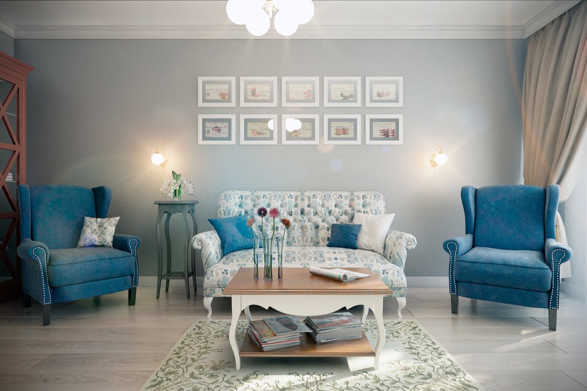 Гостиная голубой Прованс