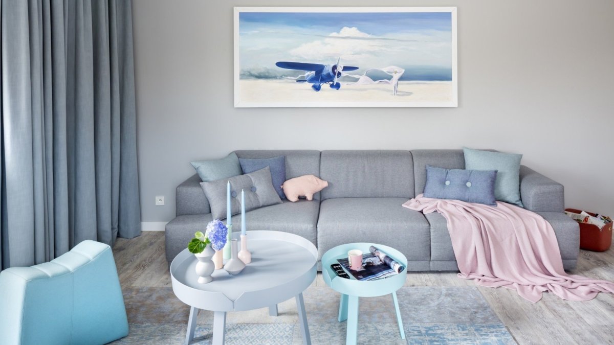 Холодные пастельные тона в интерьере