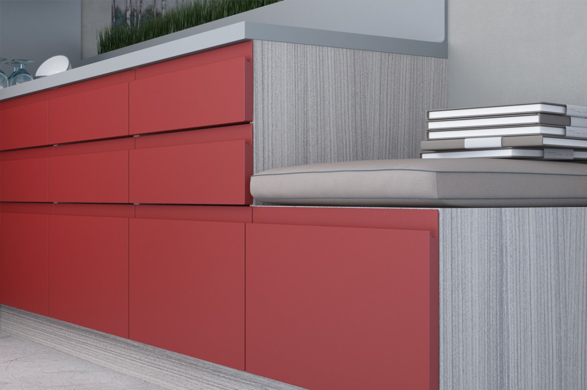 Кухни хайтек с интегрированными ручками