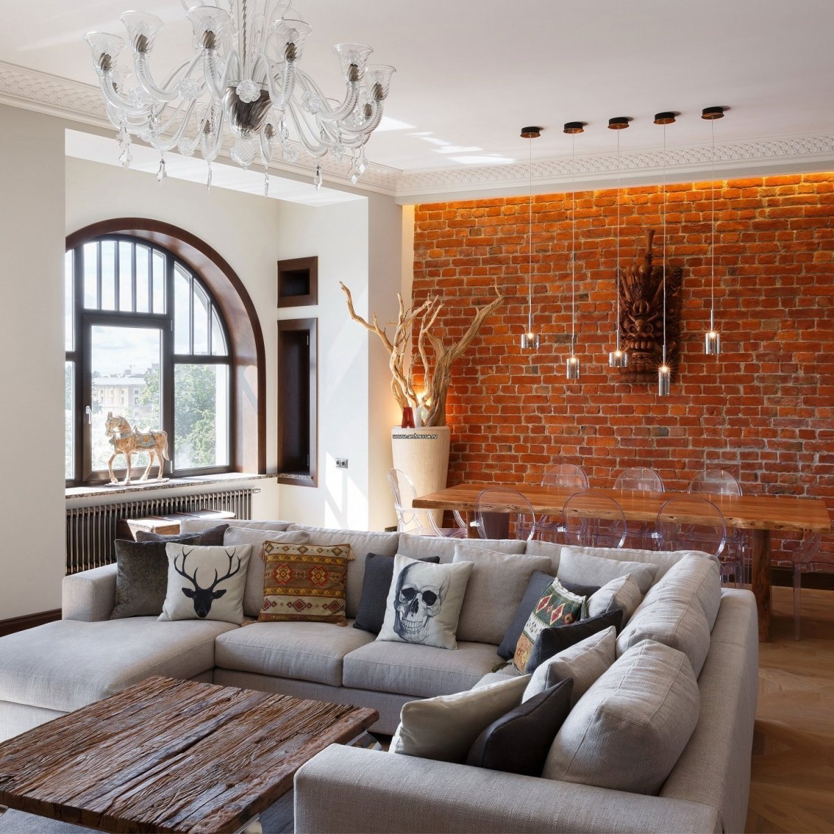 Сканди стиль кухня гостиная