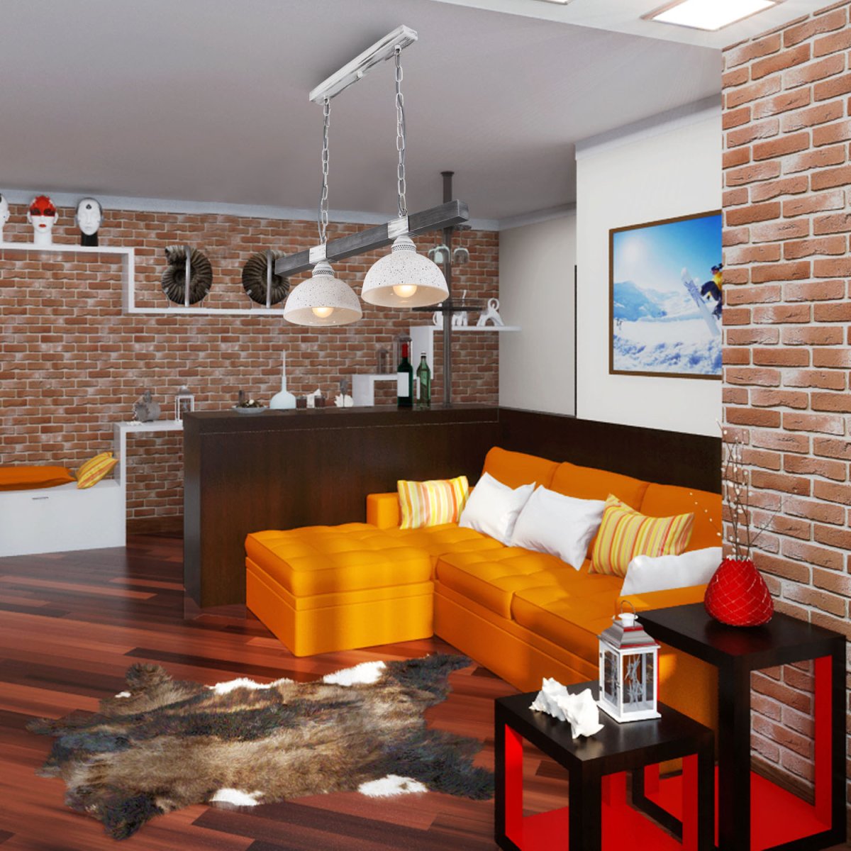 Кухня студия стильный фартук столешница