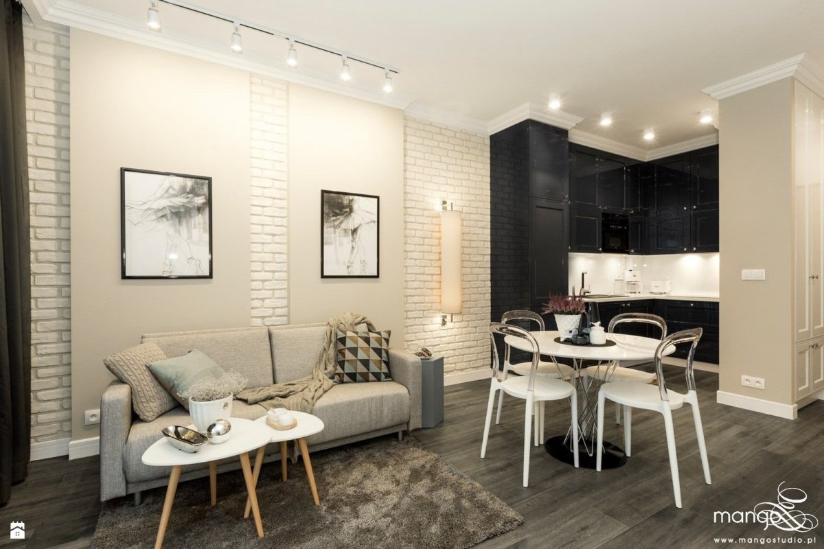 Студия 25 кв м в стиле лофт кирпич