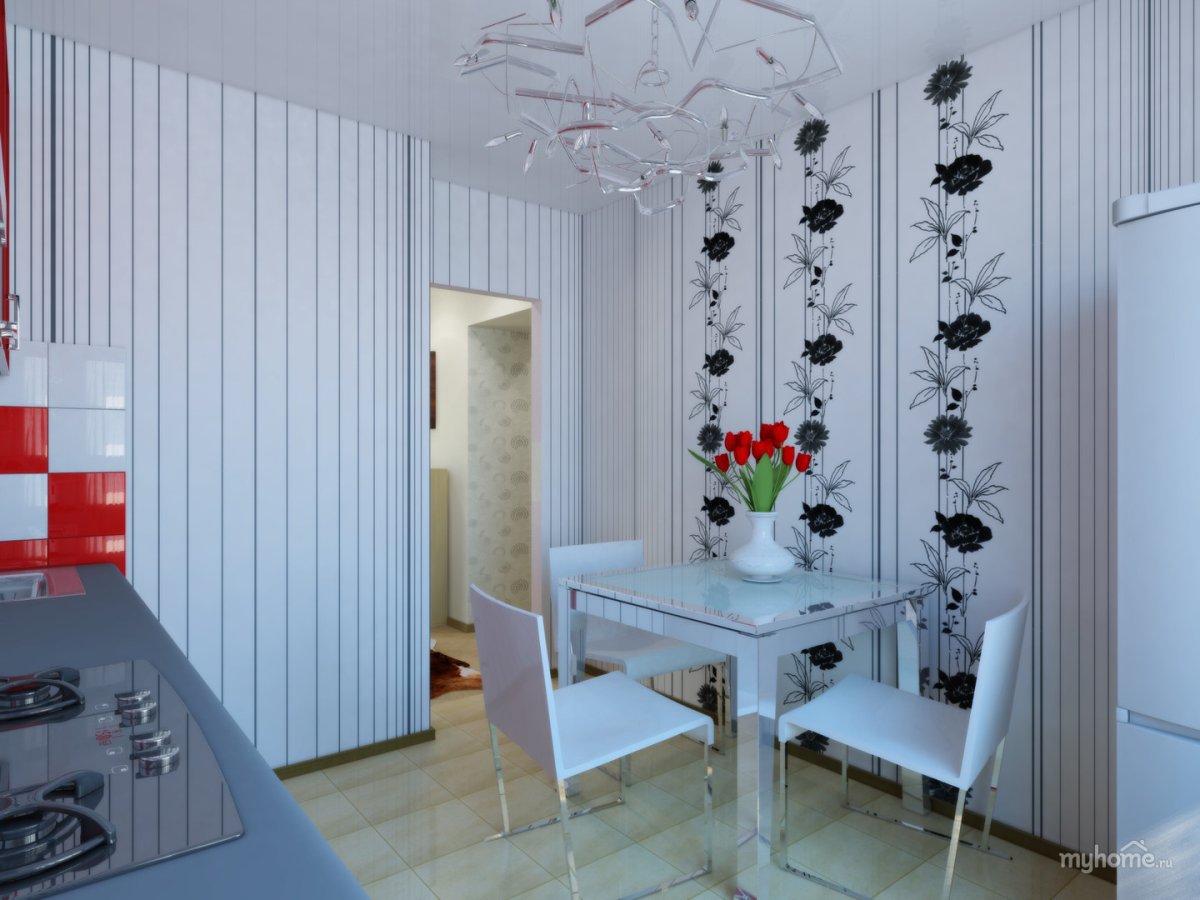 Обои в интерьере кухни