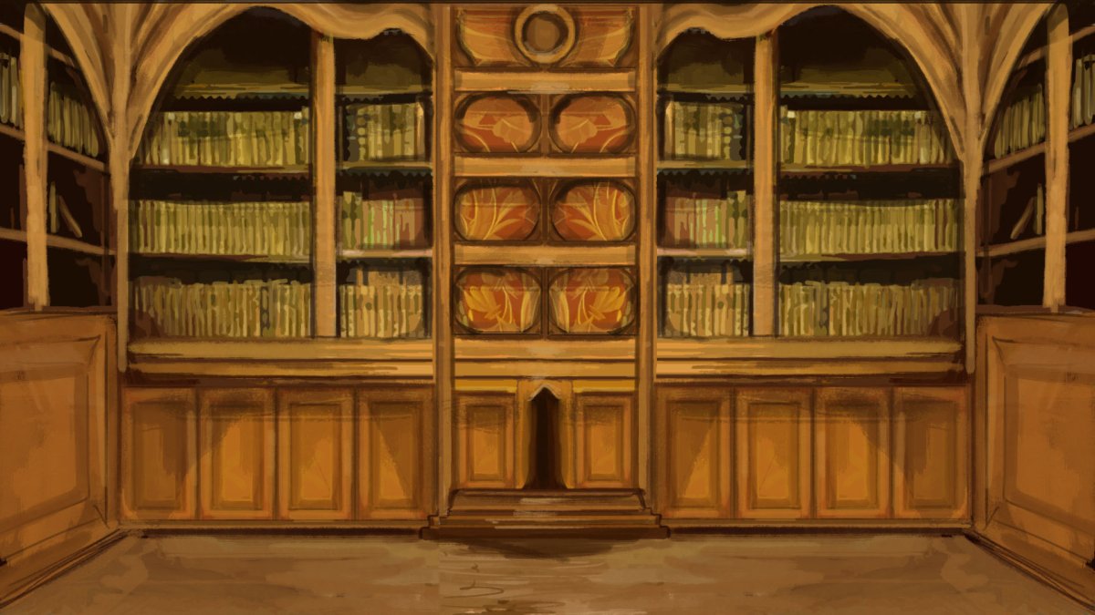 Книжная полка в библиотеке