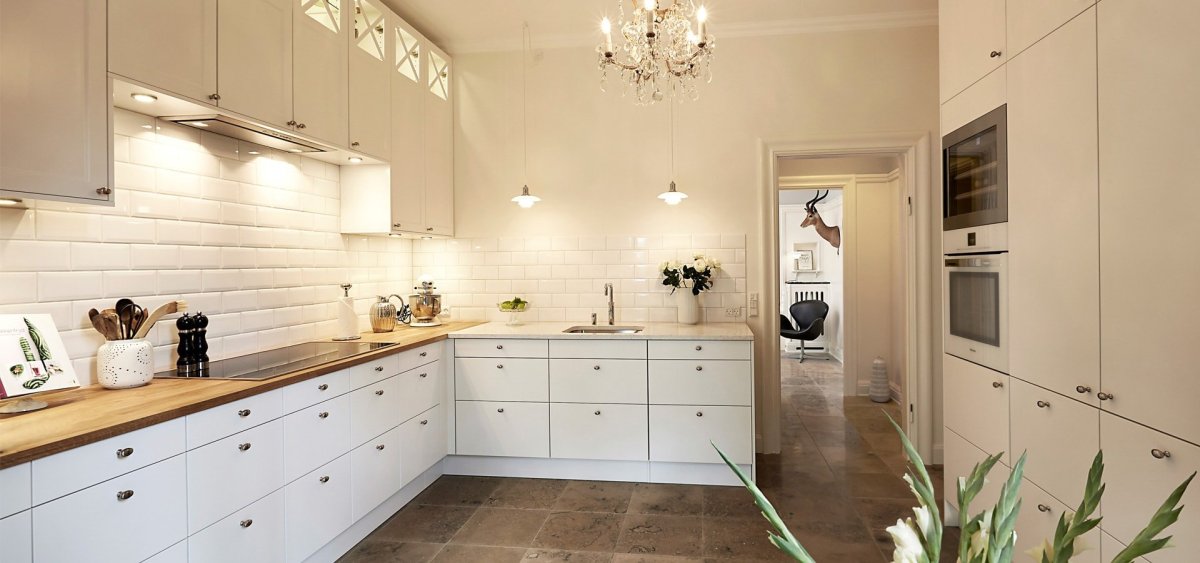 Белая глянцевая кухня Пинтерест