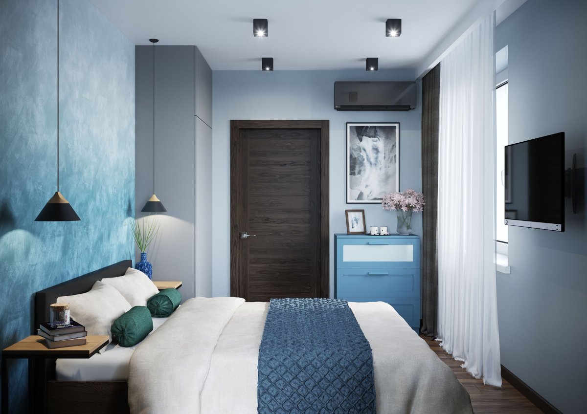 Гостиная в светло голубых тонах