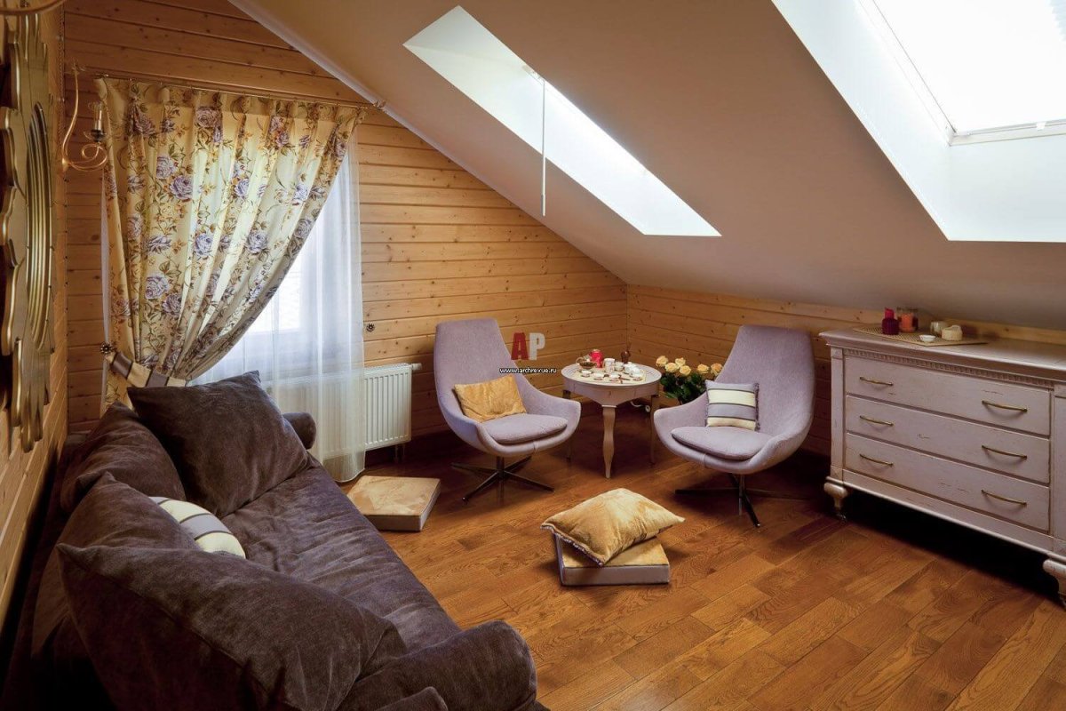Вагонка в интерьере мансарды