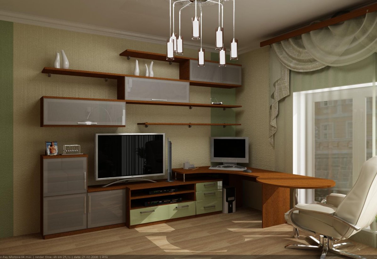 Угловая стенка с компьютерным столом