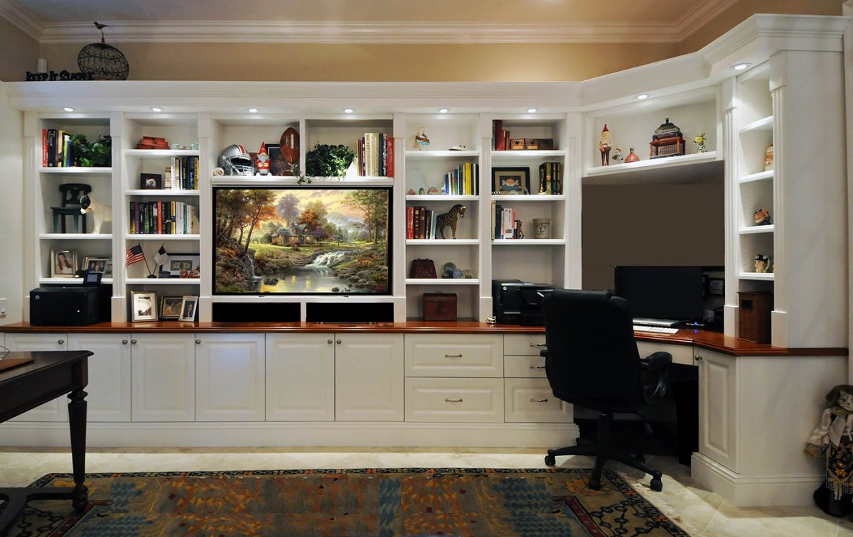 Шкаф в гостиную с рабочим местом