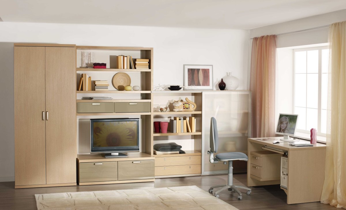 Гостиная с компьютерным столом