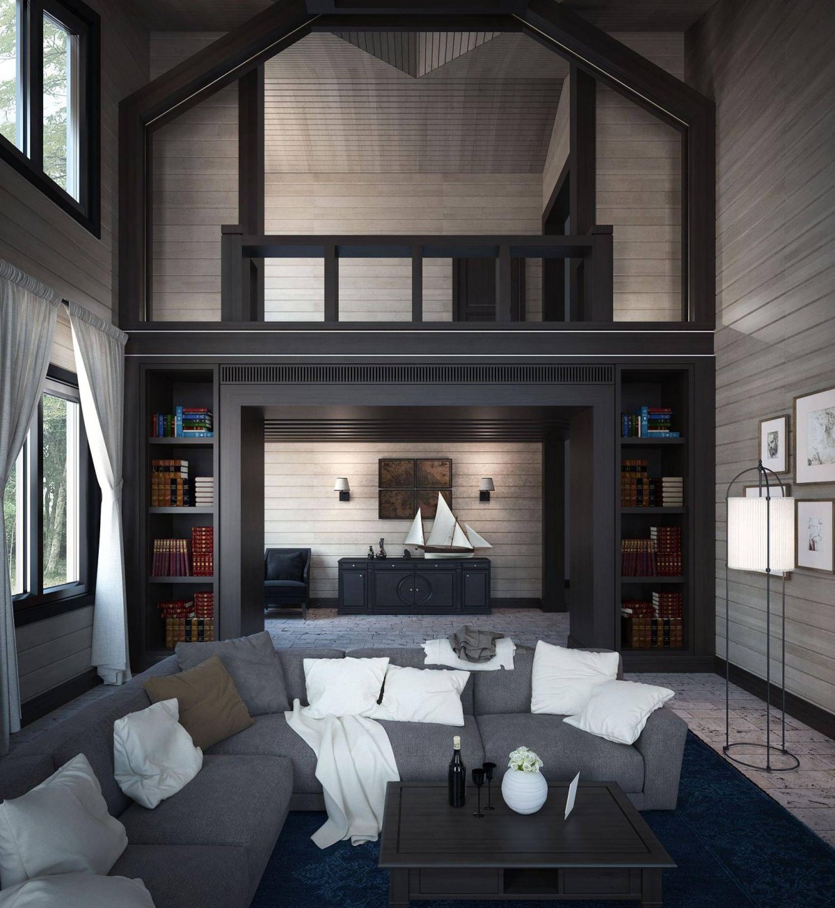 Интерьеры двухэтажных домов