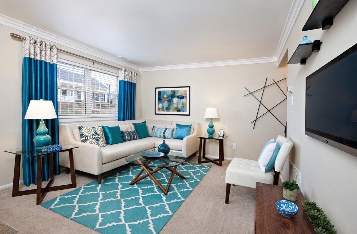 Мокап бирюзовый интерьер