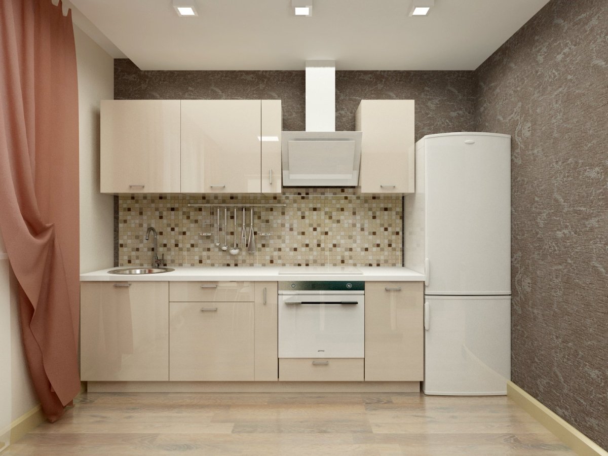 Фасад кухонный бежевым глянец