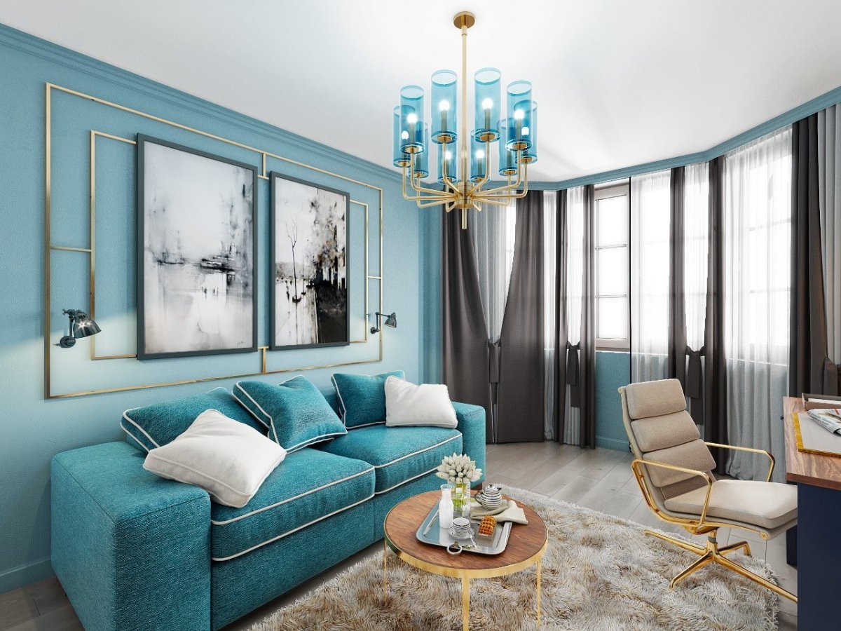 Сочетания цветов в интерьере бирюзовый
