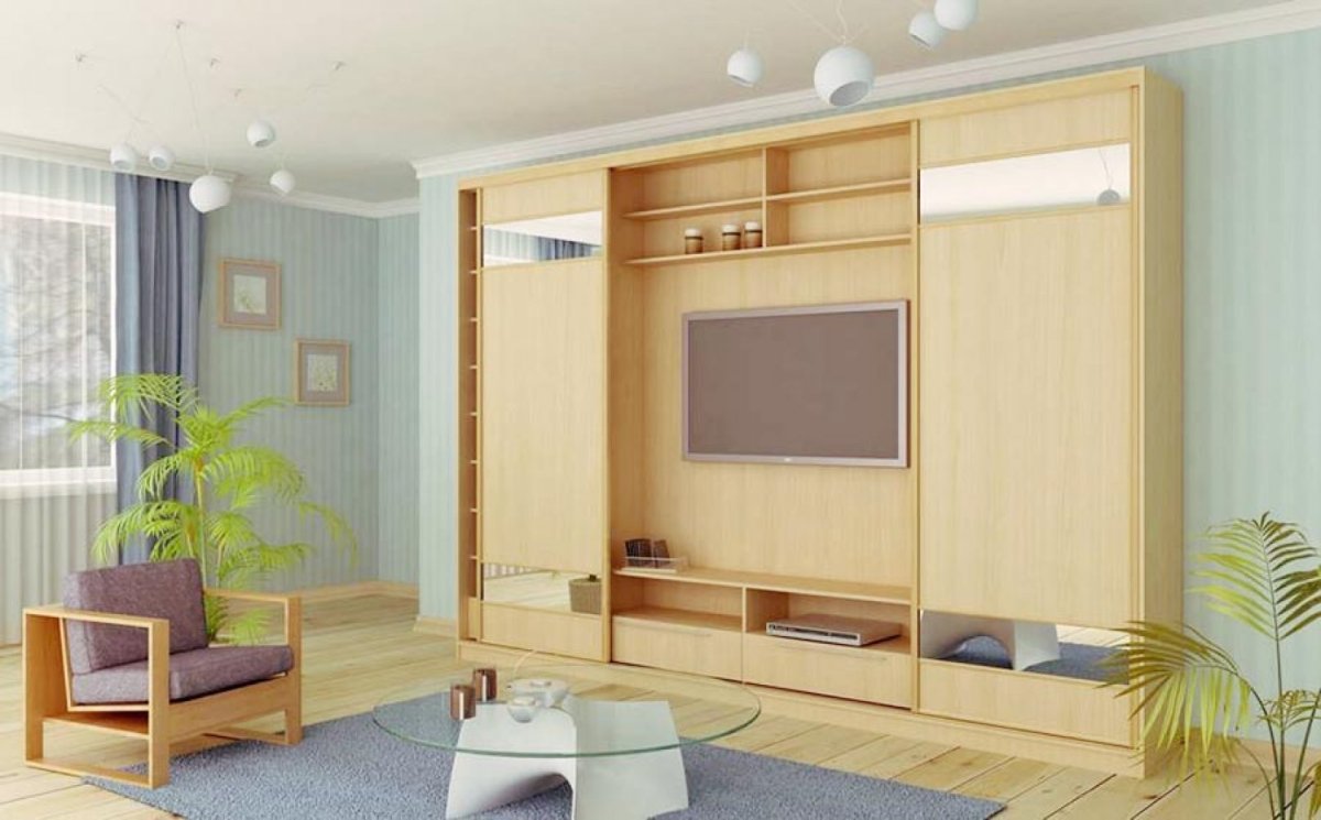 Шкаф купе с нишей под телевизор