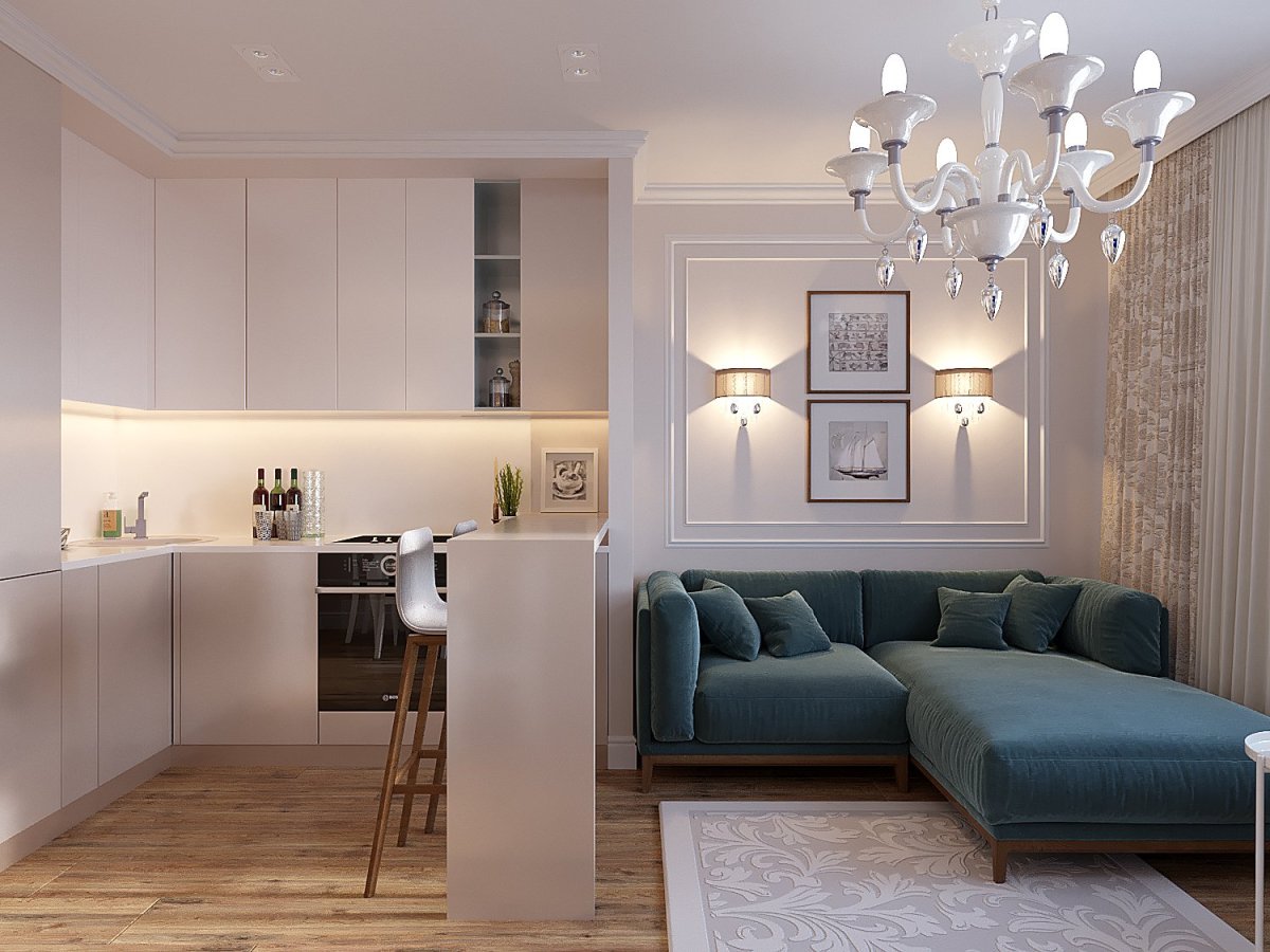 Кухня-гостиная 20 кв.м евродвушка