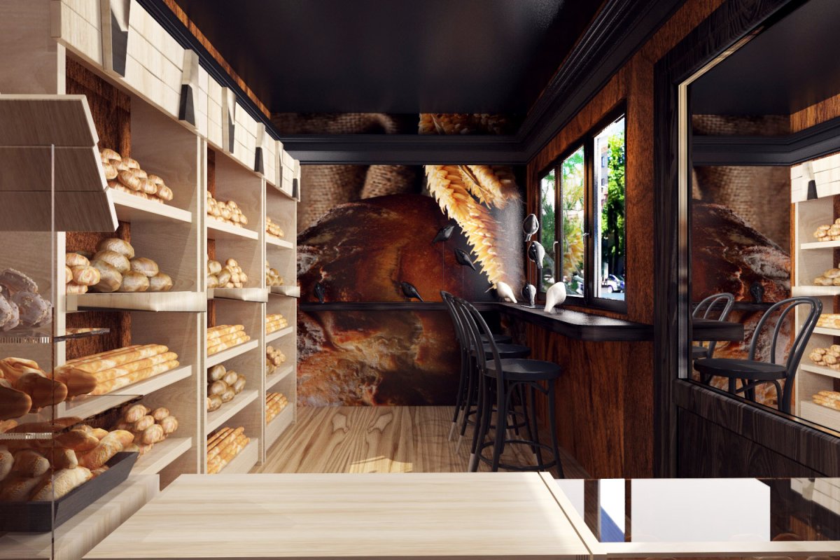 Витрина магазина булочная