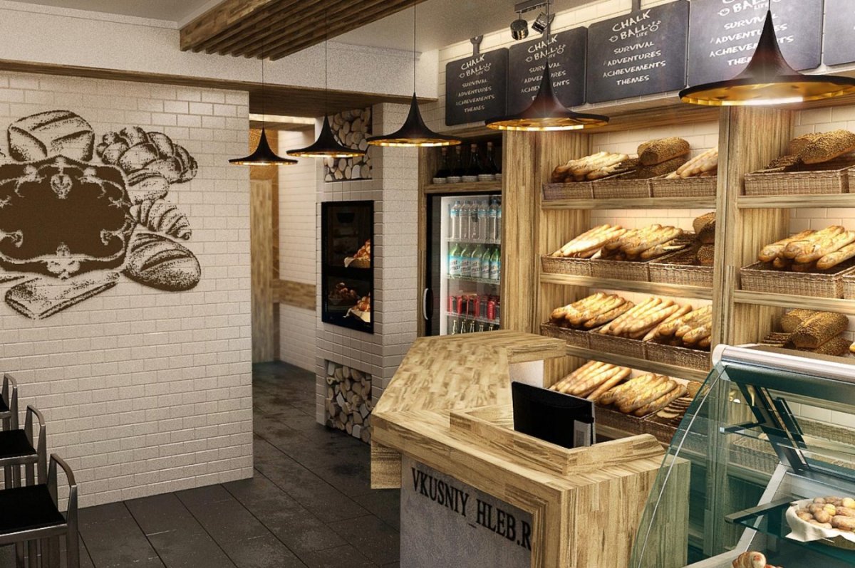 Необычный интерьер пекарни