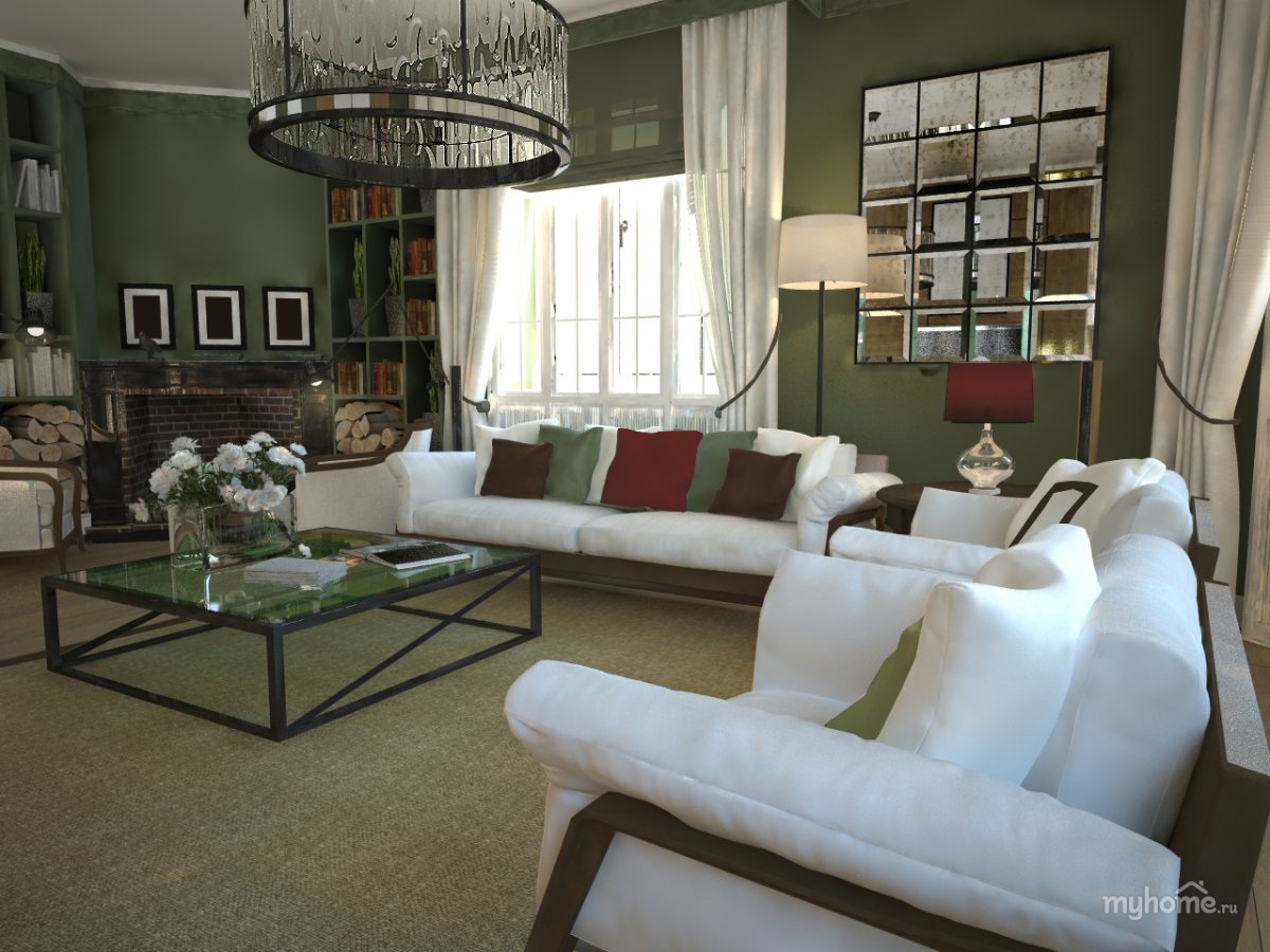 Уютная гостиная в американском стиле