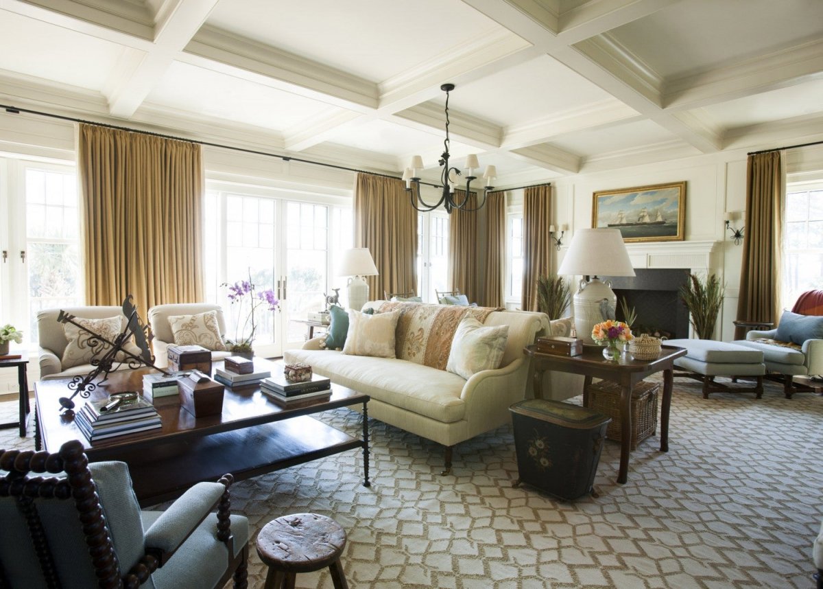 Светлая гостиная в американском стиле