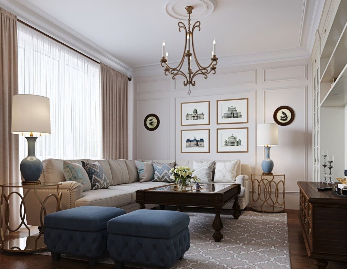 Гостиная в американском стиле в доме