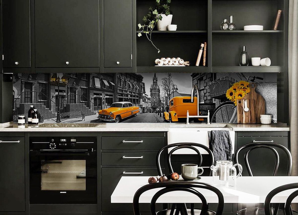 Кухонный фартук для серой кухни