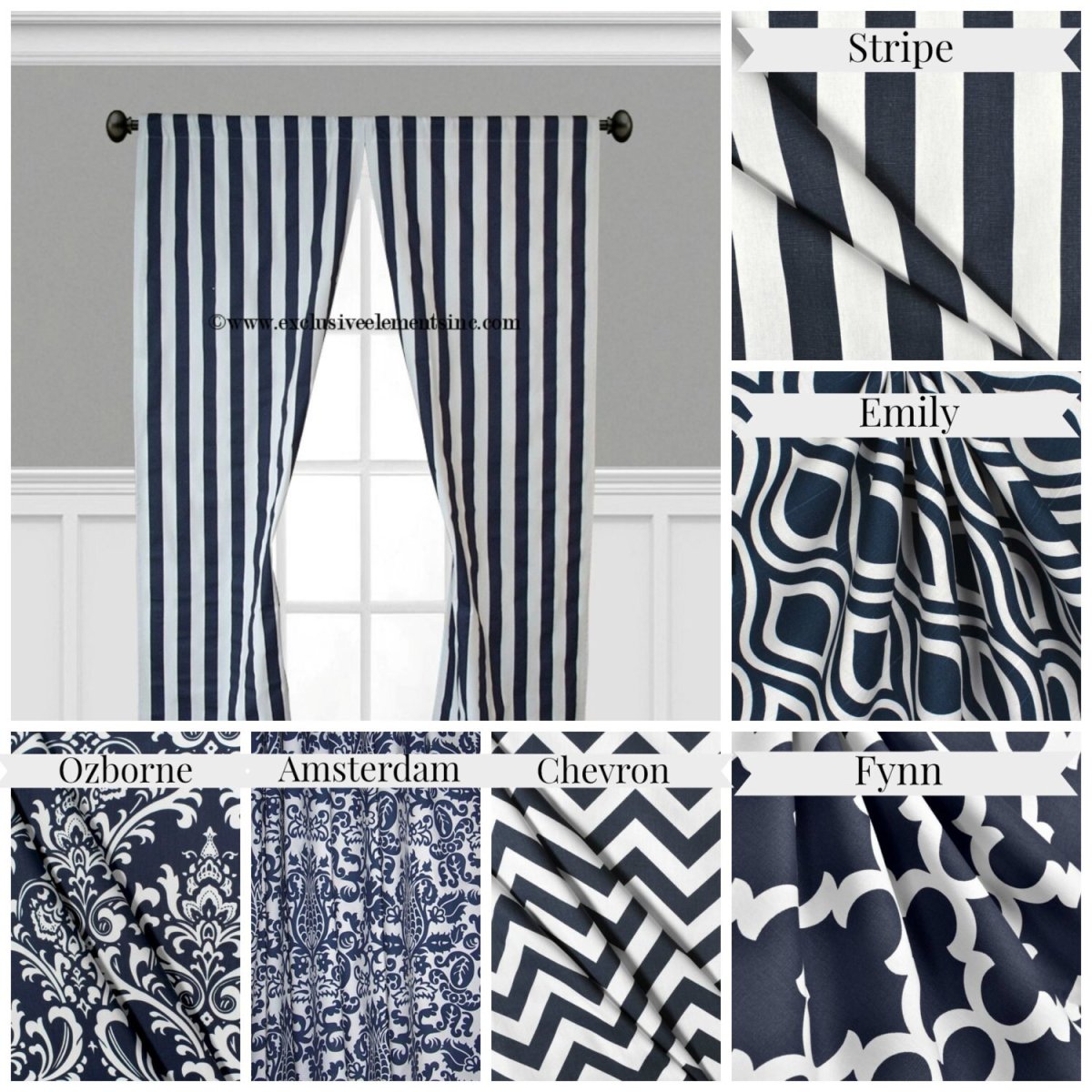 Черно белые шторы с геометрическим рисунком