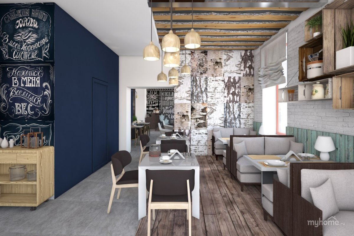 Яркий интерьер кафе