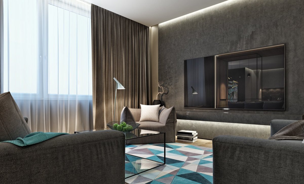 Зал в черно-белом стиле