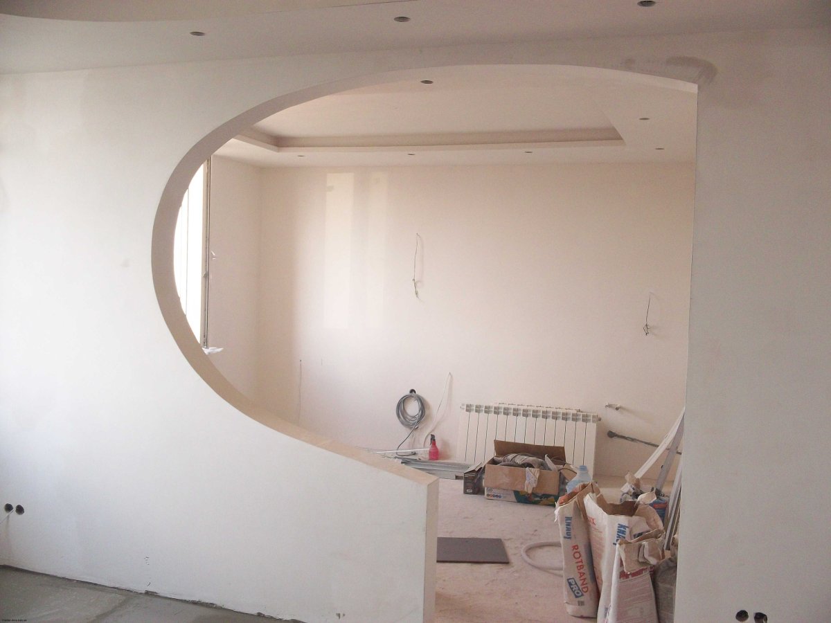 Фигурные стены из гипсокартона