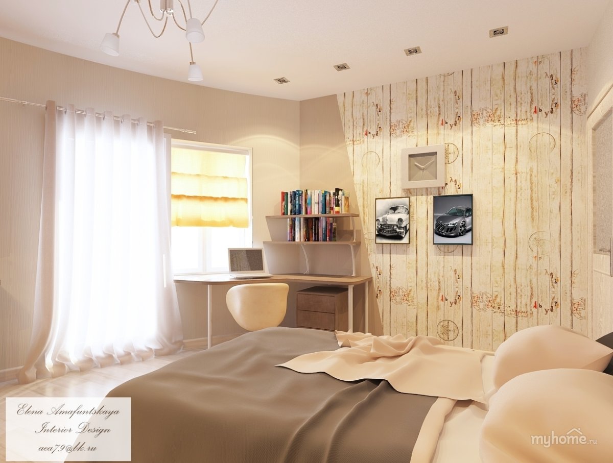Комната в бежевых тонах для подростка Минимализм