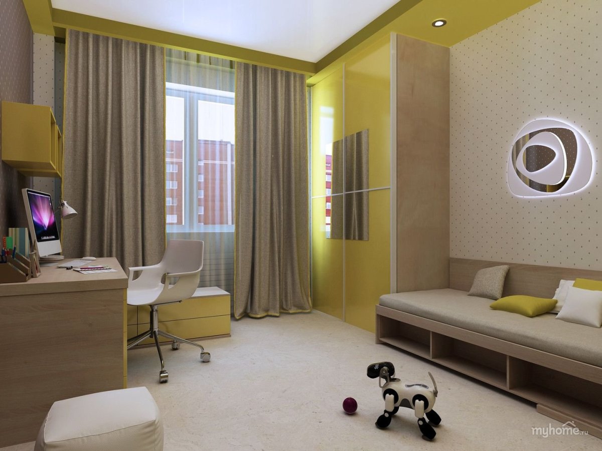 Комната в бежевых тонах для подростка