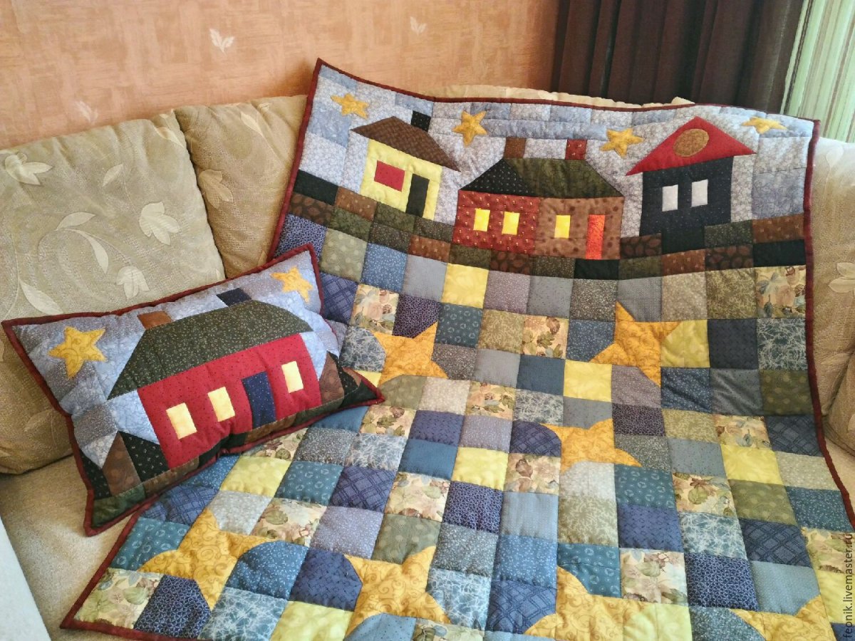 Лоскутное одеяло розовое