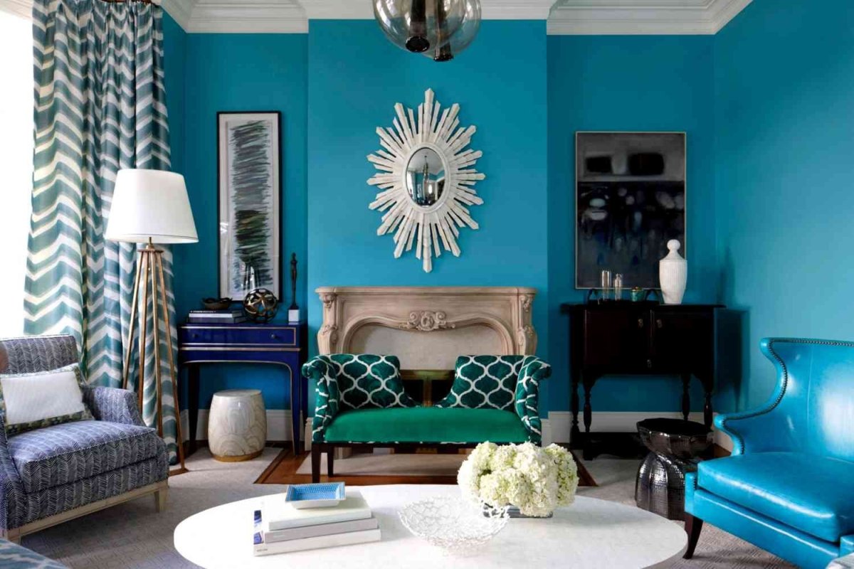 Синий и бежевый в интерьере